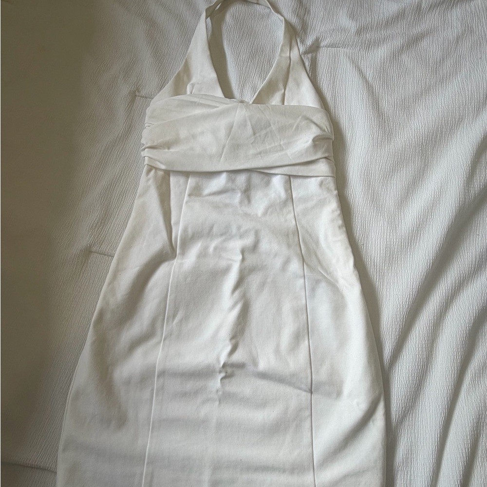 White Halter Sheath Dress